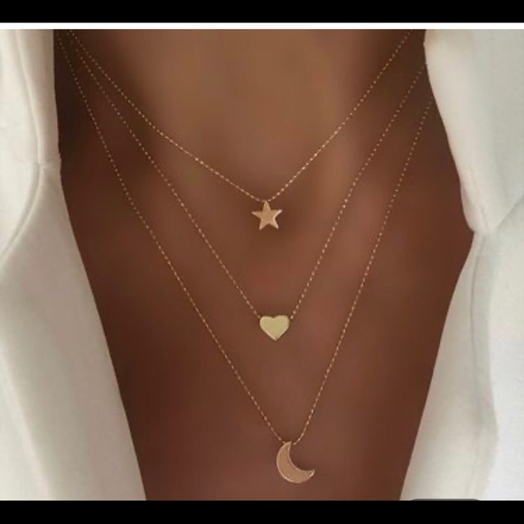 Jewelry - Simple Star Moon Love Pendant Necklace